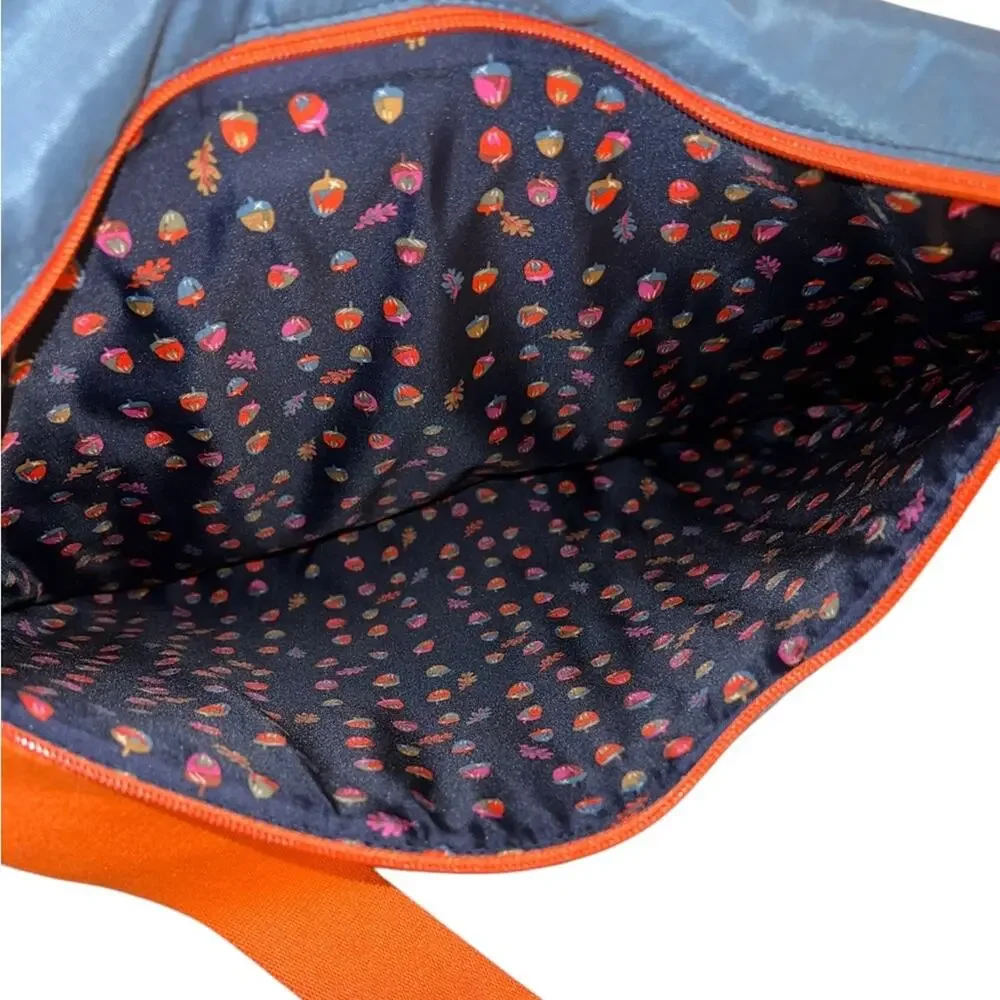 VERA BRADLEY Laptop Bag Blue & Orange With Acorn & Leaf Pattern Inside 3048-4